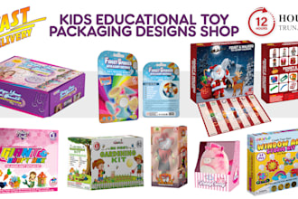 do kids, toy and baby product packaging with free brand logo