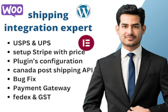 setup and integrate usps, ups, fedex canada post shipping API for woocommerce