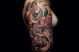 draw your custom tattoo as a professional tattoo artist