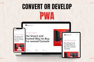 convert or develop pwa progressive web app using react js next js