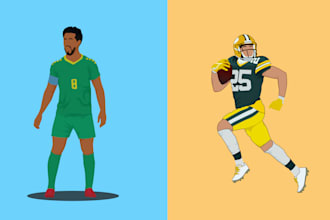 draw minimalist illustration football or other sports player