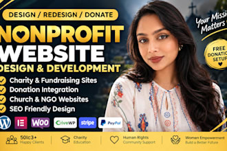 design a nonprofit, charity, or church wordpress website with donation setup