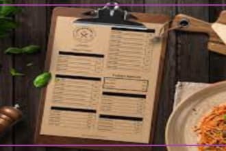 create modern unique  food  restaurant logo, and menu design