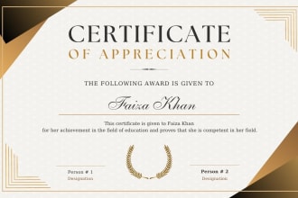 do awards, diploma, appreciation certificate design for your business