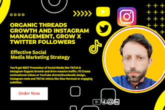 do organic threads growth and instagram management, grow x twitter followers