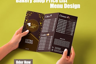 design restaurant, barbar, cafe bar menu, price list
