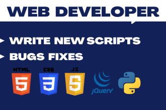 write any script in html, css, javascript, jquery, php, python