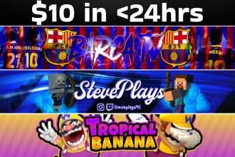 make you a gaming banner for youtube, twitch , twitter