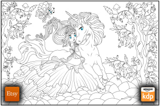 draw kids or adults coloring book pages for amazon KDP
