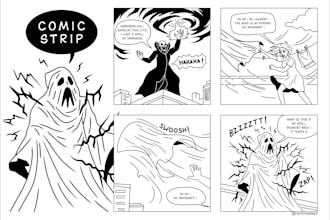 draw a funny black and white comic strip or webcomic