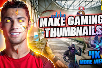create a professional gaming, video, vlogs thumbnail for youtube
