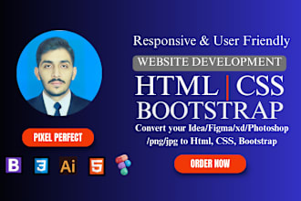 do front end web development, figma to html css bootstrap