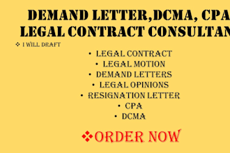 draft demand letter, agreement, dcma, cpa, legal contract