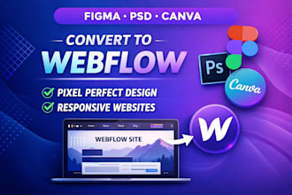 convert figma, PSD or canva designs to webflow website