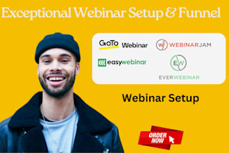 setup webinar on gotowebinar, everwebinar,webinarjam, easywebinar, funnel setup
