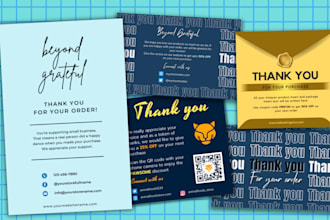 design amazon thank you card, package insert card and product inserts