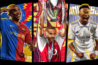 draw sport illustration for poster, flyer, wallpaper from your photo