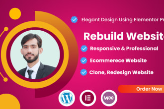 rebuild elegant website using elementor pro