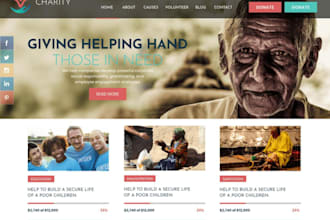 non profit website, ngo , donation, charity website on wordpress wix godaddy