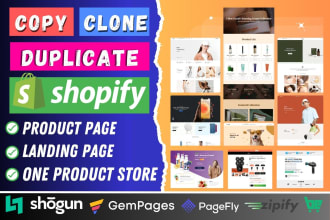 clone shopify landing page, one product store website by pagefly gempages shogun