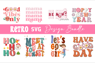 do retro wavy groovy typography svg t shirt design