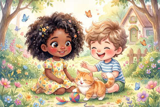 do children story book illustration watercolor