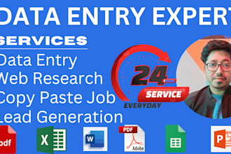 do data entry,b2b lead generation,copy paste,web research
