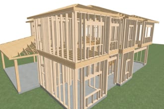 design timber structure, wooden framing and truss plan