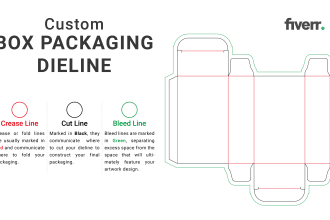 create custom packaging box dieline, cut lines template and die cut