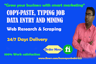 do data entry,copy paste,typing,webscraping and pdf to excel