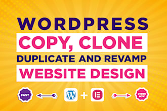 redesign wordpress, clone website, duplicate website design using elementor pro