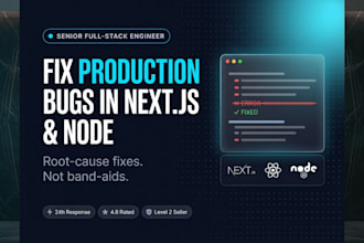 debug and fix critical next js, react, and node js production issues