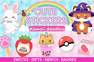 custom kawaii stickers, doodles, or chibi character packs