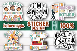 create retro typography sticker and label designs
