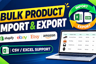 bulk upload products to shopify, ebay, etsy and amazon