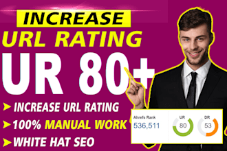 increase ur 80 plus, increase url rating with high authority SEO backlinks