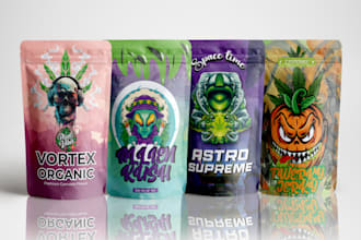 create premium pouch label design and pouch packaging design