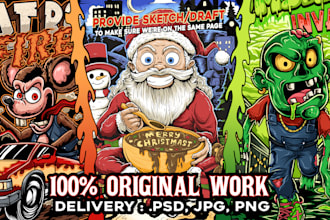 create clothing t shirt design cartoon illustrations