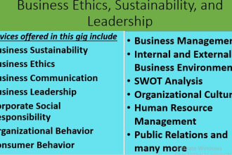 write business ethics ,sustainability and leadership