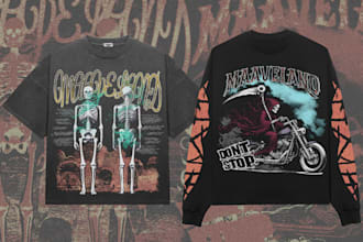 create vintage grunge streetwear skull for clothing brand