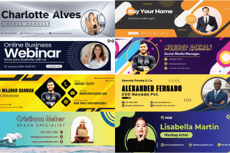 do linkedin header, facebook cover, instagram post flyer, youtube banner design
