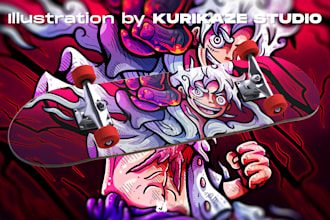 design premium anime illustration art for merchandise
