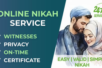 offer online nikah service, witnesses, certificate, nikah imam