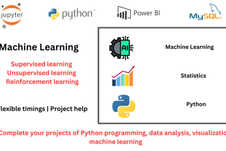 data analysis, machine learning projects in python  and r