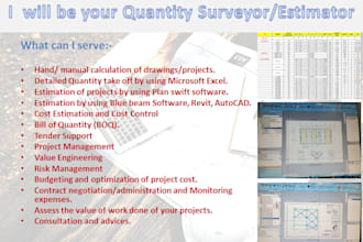 be your quantity surveyor, estimator