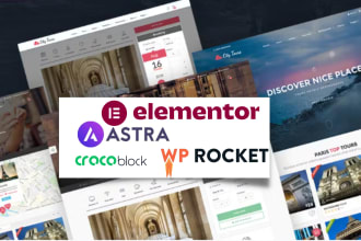 install astra pro elementor pro wp rocket crocoblock design wordpress website