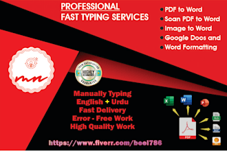 expert typing services, retype from PDF, images to ms word doc