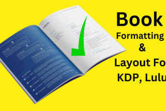 kindle book formatting and layout design for ebook and print, paperback, lulu