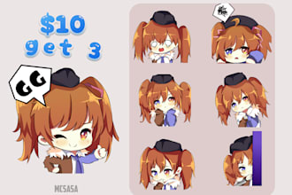 draw custom cute twitch emotes or sticker for you