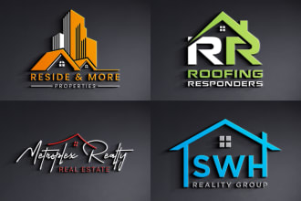 design a realtor roofing real estate property construction home logo